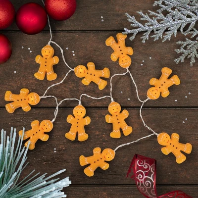 Northlight 10-Count LED Orange Gingerbread Men Christmas Fairy Lights, 4ft, Copper Wire 6 Northlight 10-Count LED Orange Gingerbread Men Christmas Fairy Lights, 4ft, Copper Wire - Image 4