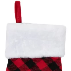 Northlight 15.5" Red And Black Buffalo Plaid Pet Embroidered Christmas Stocking -Christmas Decorations Store GUEST 5b56a022 c977 4ed6 b41a f98a293dca79
