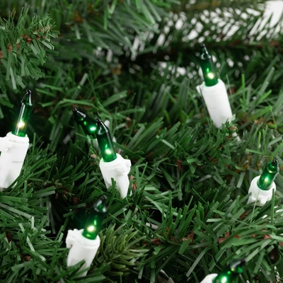 Northlight Mini Incandescent Christmas Lights - Green - 10' White Wire - 50ct 4 Northlight Mini Incandescent Christmas Lights - Green - 10' White Wire - 50ct - Image 2