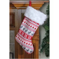 Northlight Nordic Print With Faux Fur Cuff Christmas Stocking - Red/White -Christmas Decorations Store GUEST 60a797be 6c6d 4aed 9cfd 58e681e77dd9