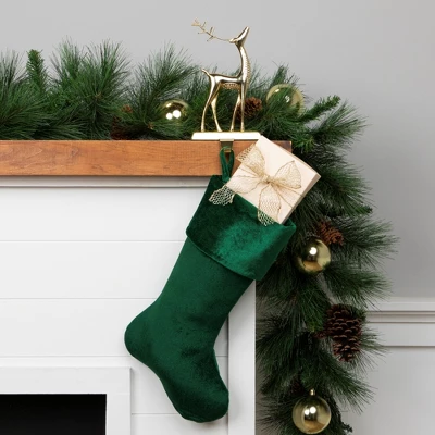 Northlight Traditional Velvet Hanging Christmas Stocking - 19" - Green 3 Northlight Traditional Velvet Hanging Christmas Stocking - 19" - Green