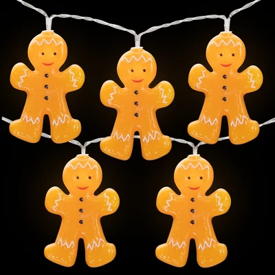 Northlight 10-Count LED Orange Gingerbread Men Christmas Fairy Lights, 4ft, Copper Wire 4 Northlight 10-Count LED Orange Gingerbread Men Christmas Fairy Lights, 4ft, Copper Wire - Image 2
