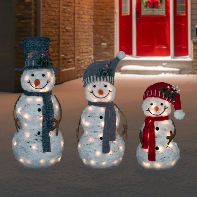 Northlight Lighted Snowman Family Outdoor Christmas Decoration - 39.5" - Warm White - Set Of 3 3 Northlight Lighted Snowman Family Outdoor Christmas Decoration - 39.5" - Warm White - Set Of 3