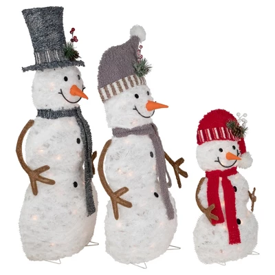 Northlight Lighted Snowman Family Outdoor Christmas Decoration - 39.5" - Warm White - Set Of 3 5 Northlight Lighted Snowman Family Outdoor Christmas Decoration - 39.5" - Warm White - Set Of 3 - Image 3