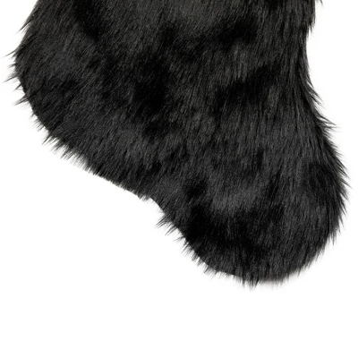 Northlight Sable Faux Fur Christmas Stocking With Pom Poms - 20.5" - Black 4 Northlight Sable Faux Fur Christmas Stocking With Pom Poms - 20.5" - Black - Image 3