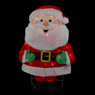 Northlight Lighted 2D Chenille Santa Outdoor Christmas Decoration - 32" - Warm White Lights 4 Northlight Lighted 2D Chenille Santa Outdoor Christmas Decoration - 32" - Warm White Lights - Image 2