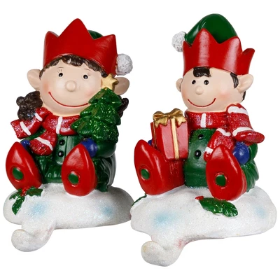Northlight Festive Elves Christmas Stocking Holders - 5" - Set Of 2 5 Northlight Festive Elves Christmas Stocking Holders - 5" - Set Of 2 - Image 3