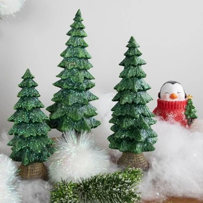 Northlight Glittered Pine Tree Christmas Decoration - 12" 3 Northlight Glittered Pine Tree Christmas Decoration - 12"