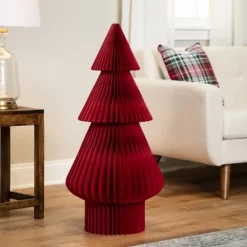 Northlight Accordion Honeycomb Foldable Paper Christmas Tree - 3' - Red