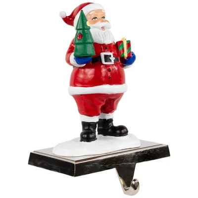Northlight 6.25" Santa Claus With Tree And Present Christmas Stocking Holder 4 Northlight 6.25" Santa Claus With Tree And Present Christmas Stocking Holder - Image 2