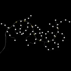 Northlight LED Lighted B/O Pom Pom Garland Christmas Lights - Warm White - 4.25' Clear Wire - 10ct