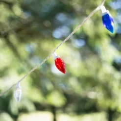 Northlight Patriotic LED C9 Christmas Lights - Red, White And Blue - 16' White Wire - 25ct