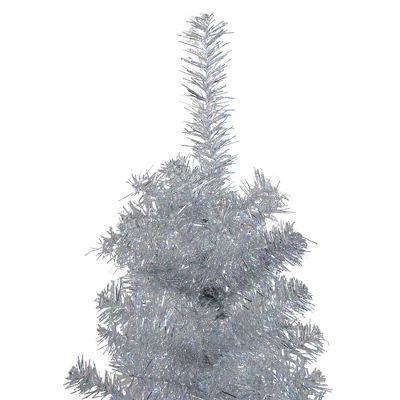 Northlight 4' Holographic Silver Tinsel Slim Artificial Christmas Tree - Unlit 4 Northlight 4' Holographic Silver Tinsel Slim Artificial Christmas Tree - Unlit - Image 2