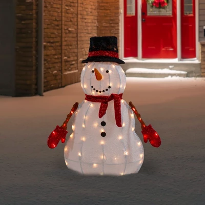 Northlight 32" Lighted 3D Chenille Snowman In Top Hat Outdoor Christmas Decoration 3 Northlight 32" Lighted 3D Chenille Snowman In Top Hat Outdoor Christmas Decoration
