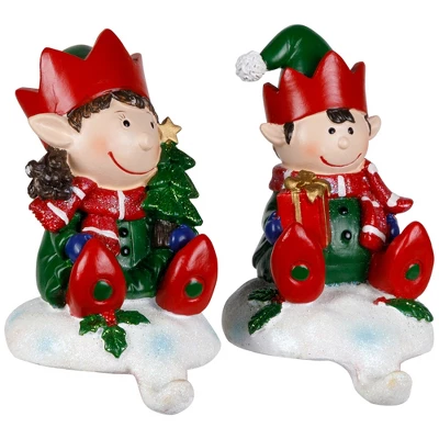 Northlight Festive Elves Christmas Stocking Holders - 5" - Set Of 2 6 Northlight Festive Elves Christmas Stocking Holders - 5" - Set Of 2 - Image 4