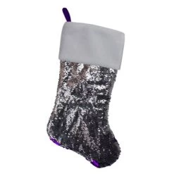 Northlight 23" Purple And Silver Reversible Sequined Christmas Stocking With Faux Fur Cuff -Christmas Decorations Store GUEST 759e5953 5677 4db4 b369 5c4c41ee33f0