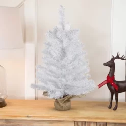 Northlight Medium Mini White Balsam Pine Artificial Christmas Tree With Burlap Base - 24" - Unlit