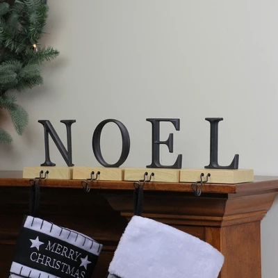 Northlight Metal Lettered "NOEL" Christmas Wooden Stocking Holders - 6" - Set Of 4 4 Northlight Metal Lettered "NOEL" Christmas Wooden Stocking Holders - 6" - Set Of 4 - Image 2