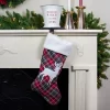 Northlight 20" Black And Red Tartan Reindeer Christmas Stocking With Cuff