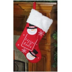 Northlight 19" Red And White Embroidered Snowmen Letter To Santa Christmas Stocking