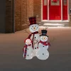 Northlight Lighted Tinsel Snowmen Family Christmas Outdoor Decorations - Clear Lights - Set Of 3