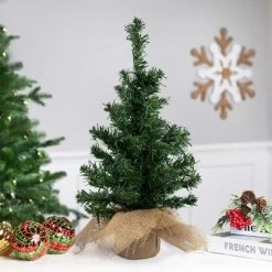 Northlight 1.5 FT Unlit Artificial Christmas Tree Mixed Green Pine In Burlap Base