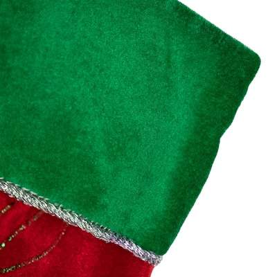Northlight 19.5" Red Velveteen Fishing Themed Christmas Stocking With Green Cuff 4 Northlight 19.5" Red Velveteen Fishing Themed Christmas Stocking With Green Cuff - Image 2
