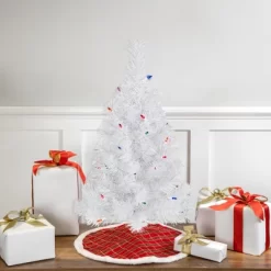 Northlight Pre-Lit Medium Rockport White Pine Artificial Christmas Tree - 2' - Multi Lights