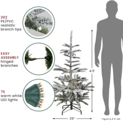 Northlight Real Touch™️ Pre-Lit Slim Flocked Nordmann Fir Artificial Christmas Tree - 4.5' - Warm Clear LED Lights -Christmas Decorations Store GUEST 8667c1f7 41c7 41d2 9f61 fd0994db4d47