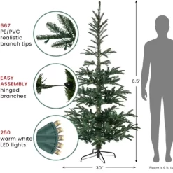 Northlight Real Touch™️ Pre-Lit Pencil Nordmann Fir Artificial Christmas Tree - 6.5' - Warm Clear LED Lights -Christmas Decorations Store GUEST 87532dff cf00 4625 b499 805197cce026