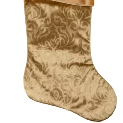 Northlight 20.5" Gold Etched Velvet Christmas Stocking With Glitter Print And Metallic Trim -Christmas Decorations Store GUEST 8a326469 d6ce 4c9d 9fe0 f3df1bec37f6