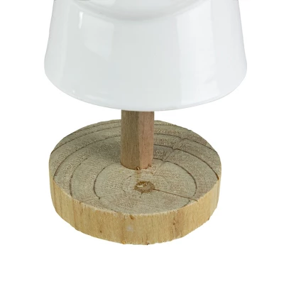 Northlight Ceramic Tree With Wood Base Christmas Decoration - 10.5" - White 3 Northlight Ceramic Tree With Wood Base Christmas Decoration - 10.5" - White