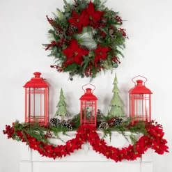 Northlight 6' X 3" Red Artificial Poinsettia Floral Christmas Garland - Unlit -Christmas Decorations Store GUEST 8ac516a2 daf3 4040 95c6 08c6f90c4899