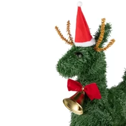 Northlight Reindeer With Santa Hat, Bell And Bow Artificial Pine Christmas Decoration - 16" -Christmas Decorations Store GUEST 8adc2664 d145 4a58 8573 e0ac84488d3b