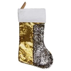 Northlight 19" Gold And Silver Sequin Christmas Stocking With White Faux Fur Cuff -Christmas Decorations Store GUEST 8e29b5ad 4790 4274 99ed b48c4eb965ed