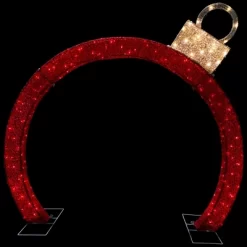 Northlight 4.25' Red LED Lighted Ornament Arch Outdoor Christmas Decoration - Warm White Lights -Christmas Decorations Store GUEST 8f2910a9 26f8 4158 b6fd df7df7921b4d