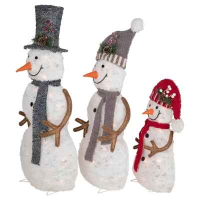 Northlight Lighted Snowman Family Outdoor Christmas Decoration - 39.5" - Warm White - Set Of 3 6 Northlight Lighted Snowman Family Outdoor Christmas Decoration - 39.5" - Warm White - Set Of 3 - Image 4