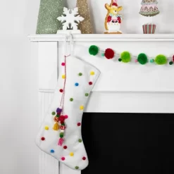 Northlight 20" White Christmas Stocking With Multicolor Pom-Poms And Tassels 8 Northlight 20" White Christmas Stocking With Multicolor Pom-Poms And Tassels -Christmas Decorations Store GUEST 9125fd35 e771 47e6 9daa 4b1b48156554