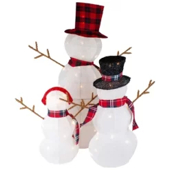 Northlight Lighted Tinsel Snowmen Family Christmas Outdoor Decorations - Clear Lights - Set Of 3 -Christmas Decorations Store GUEST 978a735e f431 41e6 9c2e 2f37e24de3d8