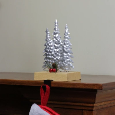 Northlight Galvanized Christmas Trees With Wooden Base Stocking Holder - 8.5" 4 Northlight Galvanized Christmas Trees With Wooden Base Stocking Holder - 8.5" - Image 2