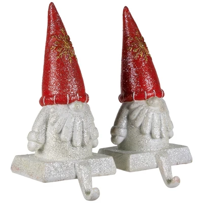 Northlight Glittered Gnome Christmas Stocking Holders - 8.25" - Set Of 2 5 Northlight Glittered Gnome Christmas Stocking Holders - 8.25" - Set Of 2 - Image 3
