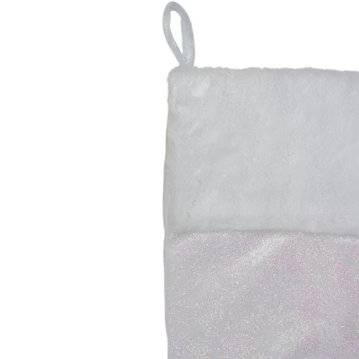 Northlight 20.5" Iridescent Glitter Snowflake Print Christmas Stocking With Faux Fur Cuff 5 Northlight 20.5" Iridescent Glitter Snowflake Print Christmas Stocking With Faux Fur Cuff - Image 3