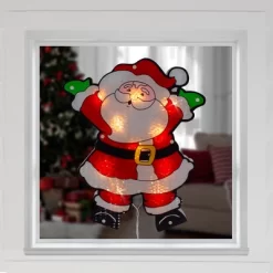 Northlight 16.25" Lighted Holographic Santa Claus Christmas Window Silhouette