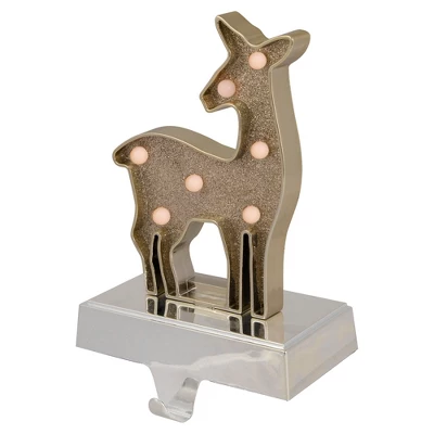 Northlight LED Lighted Reindeer Christmas Stocking Holder - 7.5" - Gold Finish 4 Northlight LED Lighted Reindeer Christmas Stocking Holder - 7.5" - Gold Finish - Image 2