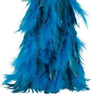 Northlight Small Two-Tone Layered Feathers Cone Tree Christmas Decoration - 16" - Turquoise 5 Northlight Small Two-Tone Layered Feathers Cone Tree Christmas Decoration - 16" - Turquoise - Image 3