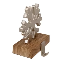 Northlight 6" Silver Snowflake On Wood Look Base Christmas Stocking Holder -Christmas Decorations Store GUEST a312d3ca 4934 4f76 9160 9c1ce7f2d13a