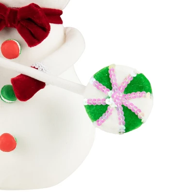 Northlight Snowman With Sequin Lollipop And Striped Hat Christmas Decoration - 15" 6 Northlight Snowman With Sequin Lollipop And Striped Hat Christmas Decoration - 15" - Image 4