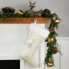 Northlight 20" Cream With Gold Snowflakes Christmas Stocking With Faux Fur Cuff