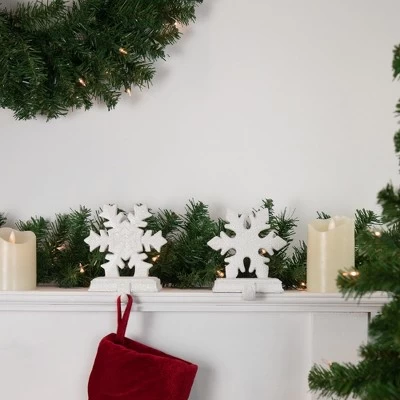 Northlight Glittered Snowflake Christmas Stocking Holder - 6.5” - White - Set Of 2 3 Northlight Glittered Snowflake Christmas Stocking Holder - 6.5” - White - Set Of 2