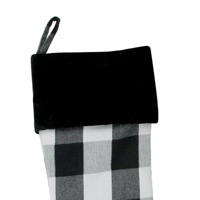 Northlight 20" White And Black Buffalo Plaid Christmas Stocking With Cuff 4 Northlight 20" White And Black Buffalo Plaid Christmas Stocking With Cuff - Image 2